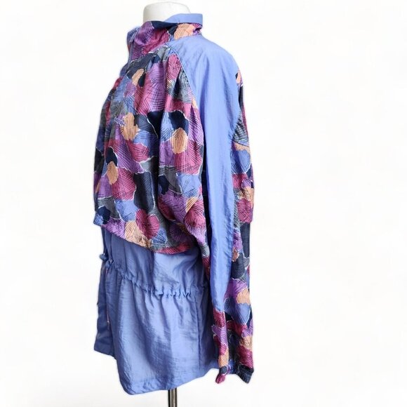 Vintage 90s Reebok Purple‎ Abstract Hooded Full Zip Track Long Jacket Size L - Picture 3 of 14
